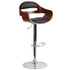Flash Furniture Walnut Bentwood Adjustable Height Barstool with Black Vinyl Seat and Cutout Padded Back