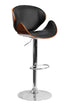 Flach Furniture Walnut Bentwood Adjustable Height Bar Stool with Curved Black Vinyl Seat and Back [SD-2203-WAL-GG]