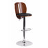 Flach Furniture Walnut Bentwood Adjustable Height Bar Stool with Black Vinyl Seat and Cutout Back [SD-2220-WAL-GG]