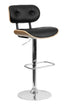 Flach Furniture Beech Bentwood Adjustable Height Bar Stool with Button Tufted Black Vinyl Upholstery [SD-2228-BEECH-GG]