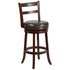 Flash Furniture 30'' Cappuccino Wood Barstool with Black Leather Swivel Seat