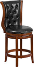Flash Furniture High Brandy Wood Counter Height Stool with Black Leather Swivel Seat - 26''