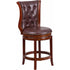 Flash Furniture High Dark Chestnut Wood Counter Height Stool with Hepatic Leather Swivel Seat - 26''