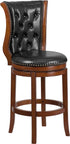 Flash Furniture High Brandy Wood Barstool with Black Leather Swivel Seat - 30''