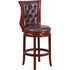 Flash Furniture High Dark Chestnut Wood Barstool with Hepatic Leather Swivel Seat - 30''