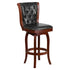 Flash Furniture 30'' High Cherry Wood Barstool with Black Leather Swivel Seat