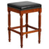 Flash Furniture 30'' High Backless Light Cherry Wood Barstool with Black Leather Seat