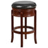 Flash Furniture 29'' Backless Light Cherry Wood Barstool with Black Leather Swivel Seat