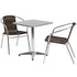 Flash Furniture 23.5"" Square Aluminum Indoor-Outdoor Table With 2 Rattan Chairs