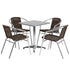 Flash Furniture 23.5"" Square Aluminum Indoor-Outdoor Table With 4 Rattan Chairs