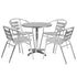 Flash Furniture 27.5"" Round Aluminum Indoor-Outdoor Table With 4 Slat Back Chairs