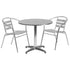 Flash Furniture 31.5"" Round Aluminum Indoor-Outdoor Table With 2 Slat Back Chairs