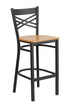 Flash Furniture HERCULES Series Black ""X"" Back Metal Restaurant Barstool - Natural Wood Seat [XU-6F8BXBK-BAR-NATW-GG]