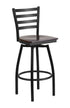Flash Furniture HERCULES Series Black Ladder Back Swivel Metal Barstool - Walnut Wood Seat [XU-6F8B-LADSWVL-WALW-GG]
