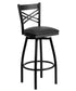 Flash Furniture HERCULES Series Black ""X"" Back Swivel Metal Bar Stool-Black Vinyl Seat [XU-6F8B-XSWVL-BLKV-GG]