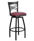 Flash Furniture HERCULES Series Black ""X"" Back Swivel Metal Bar Stool-Burgundy Vinyl Seat [XU-6F8B-XSWVL-BURV-GG]