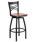 Flash Furniture HERCULES Series Black ""X"" Back Swivel Metal Bar Stool-Cherry Wood Seat [XU-6F8B-XSWVL-CHYW-GG]