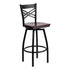 Flash Furniture HERCULES Series Black ""X"" Back Swivel Metal Bar Stool-Mahogany Wood Seat [XU-6F8B-XSWVL-MAHW-GG]