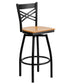 Flash Furniture HERCULES Series Black ""X"" Back Swivel Metal Bar Stool-Natural Wood Seat [XU-6F8B-XSWVL-NATW-GG]