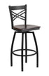 Flash Furniture HERCULES Series Black ""X"" Back Swivel Metal Barstool - Walnut Wood Seat [XU-6F8B-XSWVL-WALW-GG]