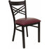 Flash Furniture HERCULES Series Black ""X"" Back Metal Restaurant Chair with Burgundy Vinyl Seat