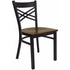 Flash Furniture HERCULES Series Black ""X"" Back Metal Restaurant Chair with Mahogany Wood Seat