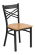 Flash Furniture HERCULES Series Black ""X"" Back Metal Restaurant Chair - Natural Wood Seat [XU-6FOBXBK-NATW-GG]