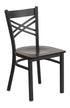 Flash Furniture HERCULES Series Black ""X"" Back Metal Restaurant Chair - Walnut Wood Seat [XU-6FOBXBK-WALW-GG]