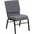 Flash Furniture HERCULES Series 18.5W Gray Stacking Church Chair with Book Rack-Gold Vein Frame