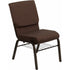 Flash Furniture HERCULES Series 18.5W Brown Fabric Church Chair with Book Rack-Gold Vein Frame