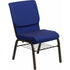 Flash Furniture HERCULES Series 18.5W Navy Blue Patterned Church Chair with Book Rack-Gold Vein