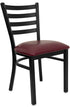 HERCULES Series Black Ladder Back Metal Restaurant Chair - Burgundy Vinyl Seat [XU-DG694BLAD-BURV-GG]