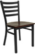 HERCULES Series Black Ladder Back Metal Restaurant Chair - Mahogany Wood Seat [XU-DG694BLAD-MAHW-GG]