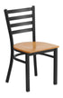 Flash Furniture HERCULES Series Black Ladder Back Metal Restaurant Chair - Natural Wood Seat [XU-DG694BLAD-NATW-GG]