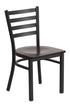 Flash Furniture HERCULES Series Black Ladder Back Metal Restaurant Chair - Walnut Wood Seat [XU-DG694BLAD-WALW-GG]