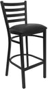 HERCULES Series Black Ladder Back Metal Restaurant Bar Stool - Black Vinyl Seat [XU-DG697BLAD-BAR-BLKV-GG]
