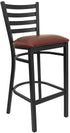 HERCULES Series Black Ladder Back Metal Restaurant Bar Stool - Burgundy Vinyl Seat [XU-DG697BLAD-BAR-BURV-GG]