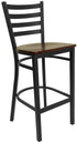 HERCULES Series Black Ladder Back Metal Restaurant Bar Stool - Mahogany Wood Seat [XU-DG697BLAD-BAR-MAHW-GG]