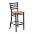 HERCULES Series Black Ladder Back Metal Restaurant Barstool - Natural Wood Seat [XU-DG697BLAD-BAR-NATW-GG]