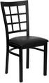 HERCULES Series Black Window Back Metal Restaurant Chair - Black Vinyl Seat [XU-DG6Q3BWIN-BLKV-GG]