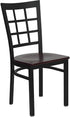 HERCULES Series Black Window Back Metal Restaurant Chair - Mahogany Wood Seat [XU-DG6Q3BWIN-MAHW-GG]