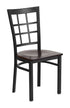 Flash Furniture HERCULES Series Black Window Back Metal Restaurant Chair - Walnut Wood Seat [XU-DG6Q3BWIN-WALW-GG]