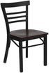 HERCULES Series Black Ladder Back Metal Restaurant Chair - Mahogany Wood Seat [XU-DG6Q6B1LAD-MAHW-GG]