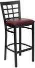 HERCULES Series Black Window Back Metal Restaurant Bar Stool - Burgundy Vinyl Seat [XU-DG6R7BWIN-BAR-BURV-GG]
