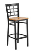 Flash Furniture HERCULES Series Black Window Back Metal Restaurant Barstool - Natural Wood Seat [XU-DG6R7BWIN-BAR-NATW-GG]