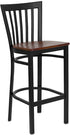 HERCULES Series Black School House Back Metal Restaurant Bar Stool - Cherry Wood Seat [XU-DG6R8BSCH-BAR-CHYW-GG]