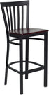 HERCULES Series Black School House Back Metal Restaurant Bar Stool - Mahogany Wood Seat [XU-DG6R8BSCH-BAR-MAHW-GG]