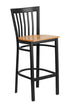 Flash Furniture HERCULES Series Black School House Back Metal Restaurant Barstool - Natural Wood Seat [XU-DG6R8BSCH-BAR-NATW-GG]