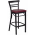 HERCULES Series Black Ladder Back Metal Restaurant Bar Stool - Burgundy Vinyl Seat [XU-DG6R9BLAD-BAR-BURV-GG]