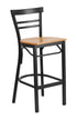Flash Furniture HERCULES Series Black Ladder Back Metal Restaurant Barstool - Natural Wood Seat [XU-DG6R9BLAD-BAR-NATW-GG]